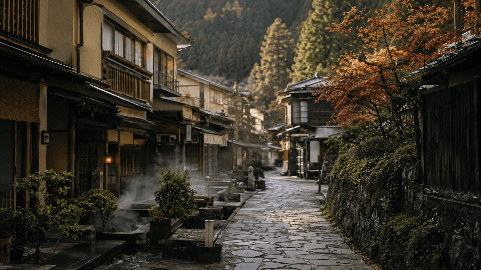 岳温泉街景